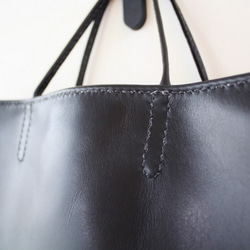 hand stitch + black leather tote bag 4枚目の画像
