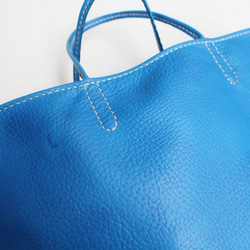 hand stitch + blue leather tote bag 4枚目の画像
