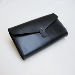 hand stitch + black leather clutch bag 1枚目の画像