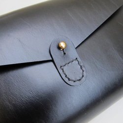 hand stitch + black leather clutch bag 5枚目の画像