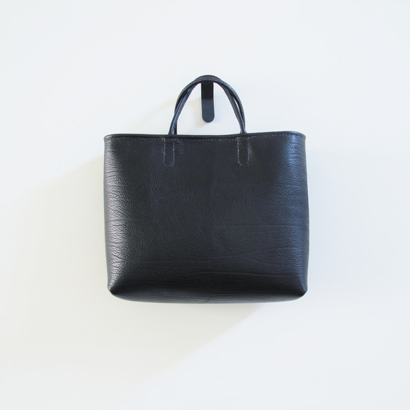 hand stitch + black grain leather tote bag 5枚目の画像