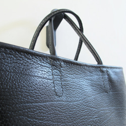 hand stitch + black grain leather tote bag 6枚目の画像