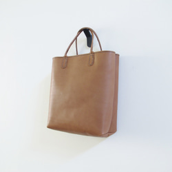 hand stitch + natural brown leather tote bag 1枚目の画像