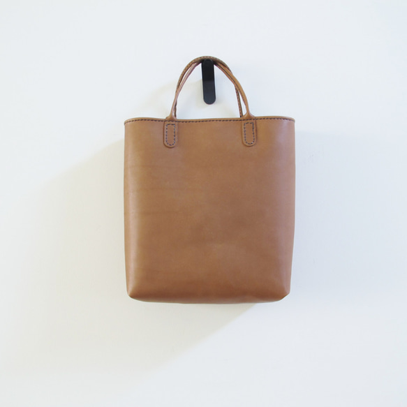 hand stitch + natural brown leather tote bag 5枚目の画像