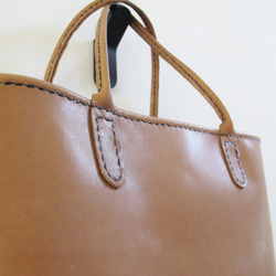 hand stitch + natural brown leather tote bag 6枚目の画像