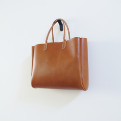 hand stitch + umber leather tote bag 1枚目の画像