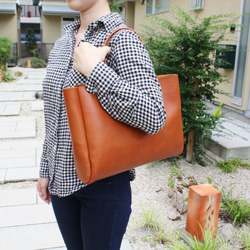 hand stitch + umber leather tote bag 4枚目の画像