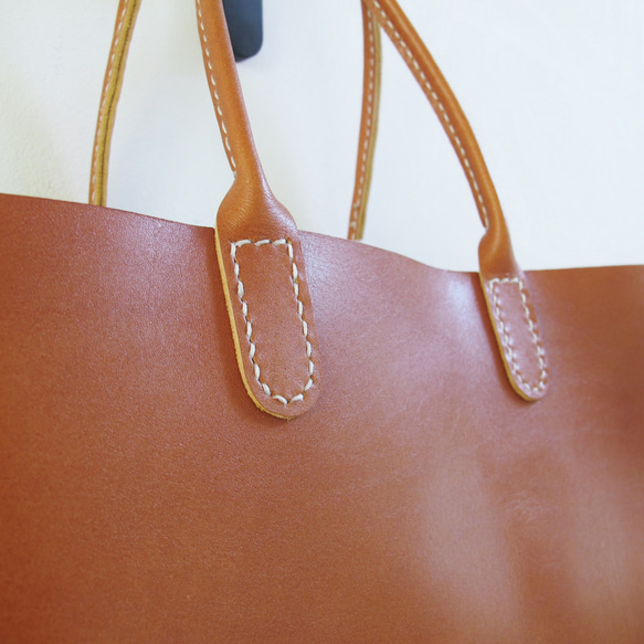 hand stitch + umber leather tote bag 5枚目の画像