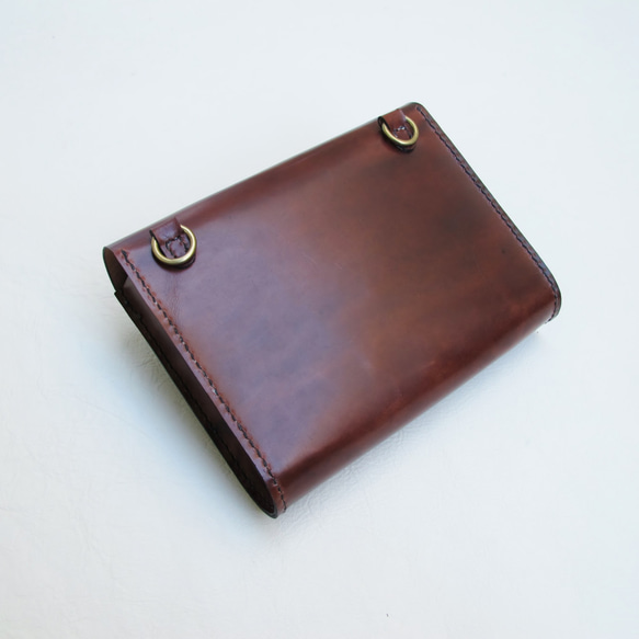 hand stitch + antique brown leather square clutch bag 6枚目の画像