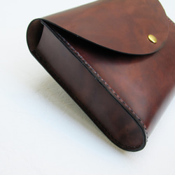 hand stitch + antique brown leather square clutch bag 9枚目の画像
