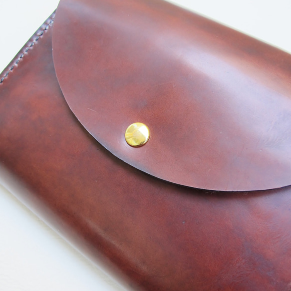 hand stitch + antique brown leather square clutch bag 10枚目の画像