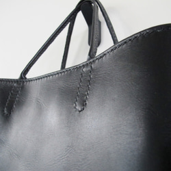 hand stitch + black leather tote bag 7枚目の画像