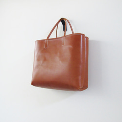 hand stitch + umber leather tote bag 1枚目の画像