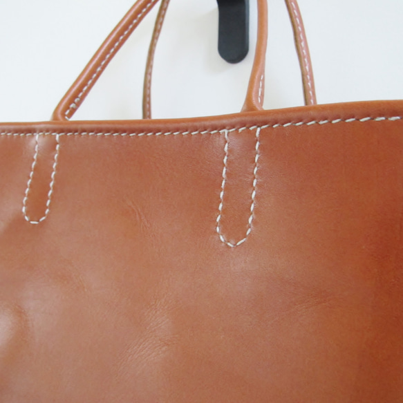 hand stitch + umber leather tote bag 8枚目の画像