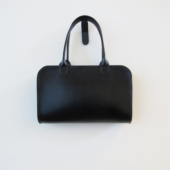hand stitch +black leather zip hand bag 5枚目の画像