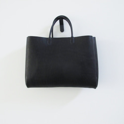 hand stitch + black leather tote bag 6枚目の画像