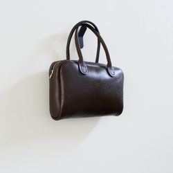 hand stitch + dark brown leather zip hand bag inner sewing 6枚目の画像