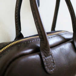 hand stitch + dark brown leather zip hand bag inner sewing 10枚目の画像