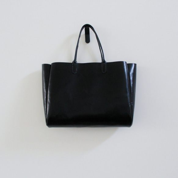 hand stitch + black leather tote bag 8枚目の画像