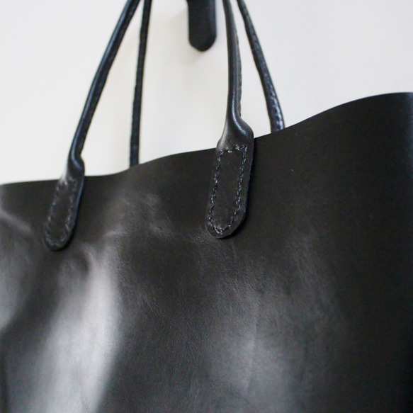 hand stitch + black leather tote bag 9枚目の画像