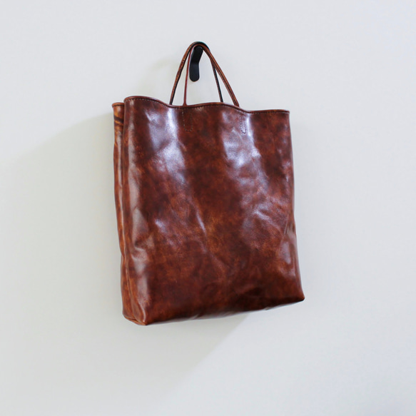 hand stitch + antique brown leather tote bag 7枚目の画像