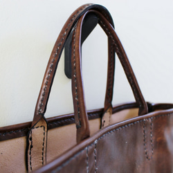 hand stitch + antique dark brown leather tote bag 10枚目の画像