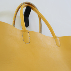 hand stitch + cream yellow leather tote bag 9枚目の画像