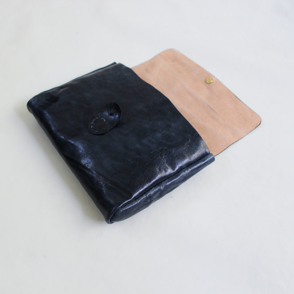 hand stitch + antique navy leather clutch bag 9枚目の画像