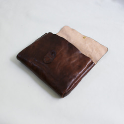 hand stitch + antique dark brown leather clutch bag 2 10枚目の画像