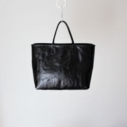 hand stitch + black leather tote bag 6枚目の画像