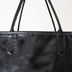 hand stitch + black leather tote bag 7枚目の画像