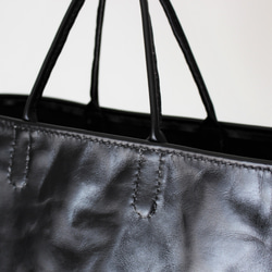 hand stitch + black leather tote bag 8枚目の画像