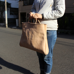 hand stitch + natural leather tote bag 2枚目の画像