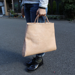 hand stitch + natural leather tote bag 4枚目の画像