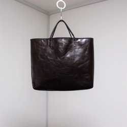 hand stitch + dark brown soft leather tote bag 8枚目の画像