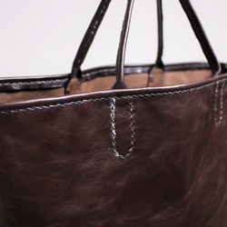 hand stitch + dark brown soft leather tote bag 9枚目の画像