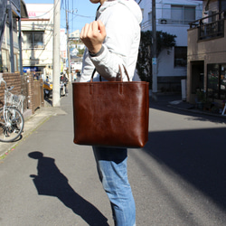 hand stitch + dark brown leather tote bag 4枚目の画像