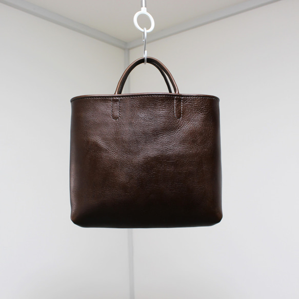 hand stitch + dark brown leather tote bag 7枚目の画像
