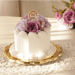 オールドローズのケーキ型リングピロー（アンテークバイオレット） 3枚目の画像