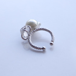 ハーキマーダイヤモンド&南洋真珠*kumihimo ear cuff/ring 3枚目の画像