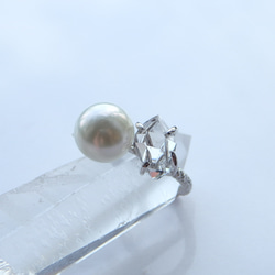 ハーキマーダイヤモンド&南洋真珠*kumihimo ear cuff/ring 5枚目の画像