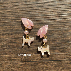 桜と猫のポストピアス☆パーツ変更OK 2枚目の画像