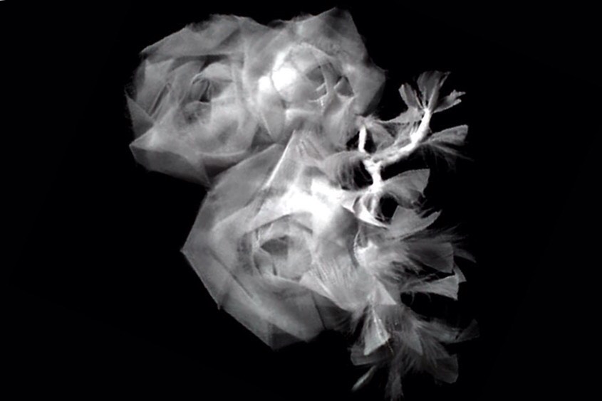 HEADDRESS - Organza roses with feathers headdress / WEDDING