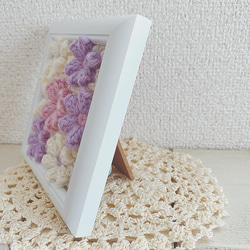 お花モチーフのミニフレーム 手編み パープルピンク 3枚目の画像