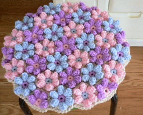 ハンドメイド 手編み お花のベッドカバー イエロー モチーフ500枚