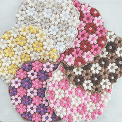 【手編みキット】お花モチーフの円座 カラー選べます 1枚目の画像