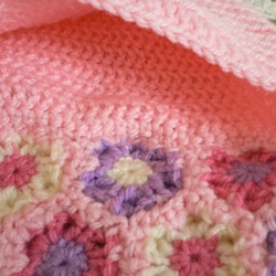 【受注製作】お花モチーフの手編みポシェット 2枚目の画像