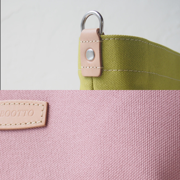 [L size] 帆布和皮革製成的單肩包#Smoky pink 第10張的照片