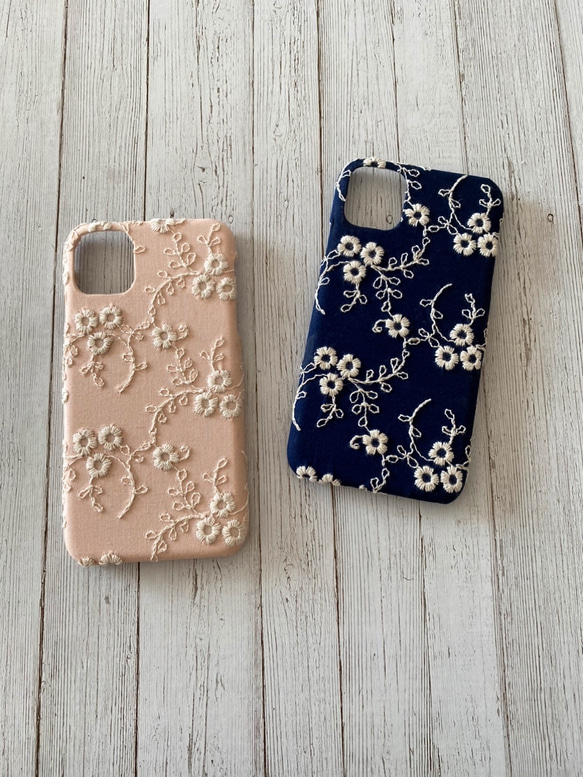 新色追加♡アンティーク小花刺繍レース　iPhoneケース 2枚目の画像