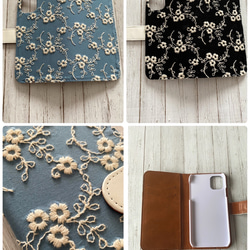 新增顏色♡筆記本型古董小花刺繡蕾絲iPhone手機殼 第5張的照片
